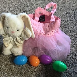 Pink Easter Tote Bag Purse with Eggs and Bunny